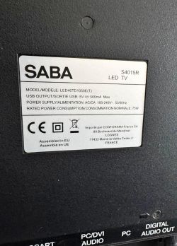 Label on SABA television.