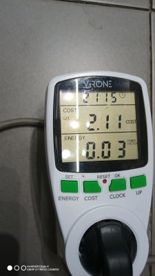 Miernik elektryczny pokazujący koszty i zużycie energii.