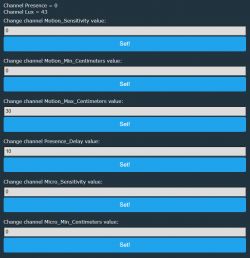 Screenshot showing a sensor configuration page with various adjustable settings.