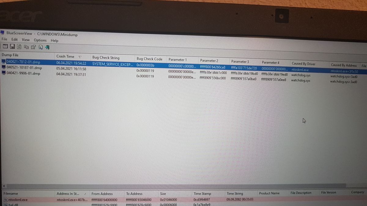 Windows 10/Acer predator Blue screen/ video scheduler internal error