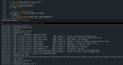 Screenshot of ESP32 serial monitor with logs of radio tracks and weather data