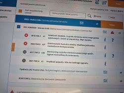 Lista kodów usterek w systemie diagnostycznym Jaltest z błędami czujników i siłownika