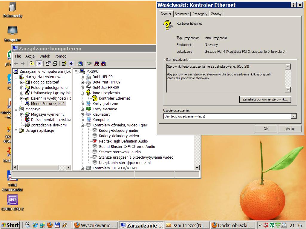 GAG31MES2C windows xpsp3 nie mogę zainstalować sieciowej karty