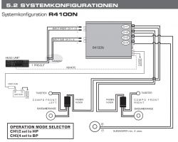 Schemat podłączenia radia ze wzmacniaczem R4100N.