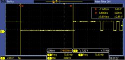 Oscilloscope signal graph showing electrical pulses in the NEC protocol.