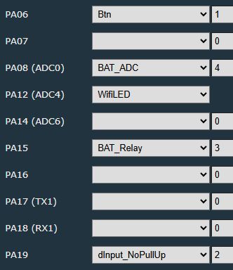 Screenshot showing the GPIO configuration interface with visible pin assignments and a list of functions mapped to specific ports.
