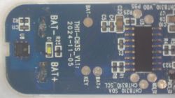Close-up of TH11-CB3S_V1.1 sensor PCB with electronic components and labeled test points
