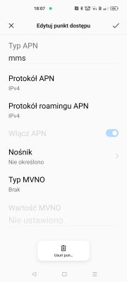 Realme X50 Pro 5G - Nie mogę wysyłać MMS, ustawienia APN, operator Heyah, odbieranie działa