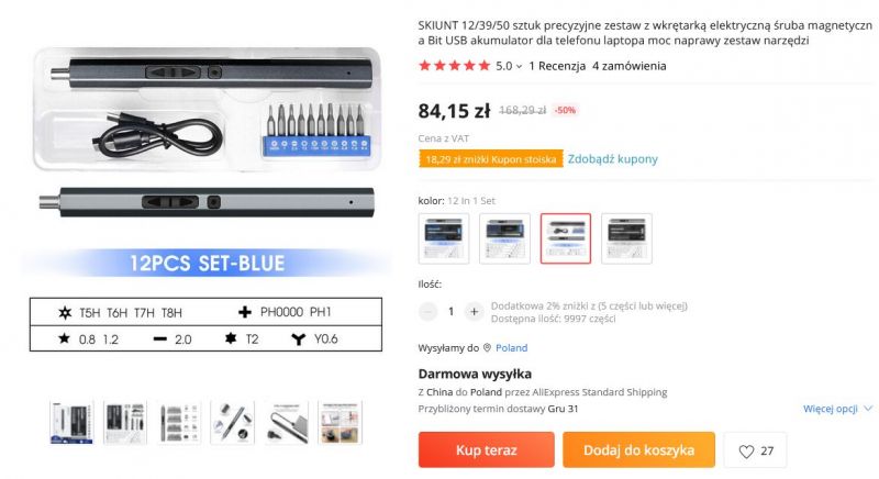 Precyzyjny wkrętak elektryczny - Precision Electric Screwdriver Set. Opis.