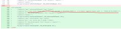 Screenshot showing a section of code with edits in a configuration file.