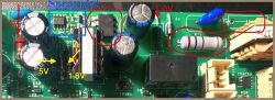 Electrolux ESF6800ROX - zmywarka nie załącza, wymienione układy, napięcie 5V-GND 1.8V