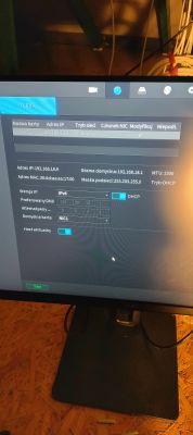 Interfejs ustawień sieciowych TCP/IP na ekranie monitora, adres IP 192.168.18.9