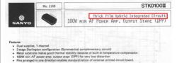 Fragment dokumentacji STK0100II z opisem „Thick Film Hybrid Integrated Circuit”