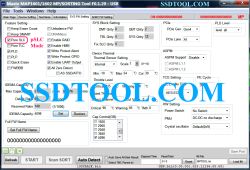 Maxio MP Tool interface with Pure SLC mode enabled Maxio MP Tool software interface for SSD setup with Pure SLC mode selected