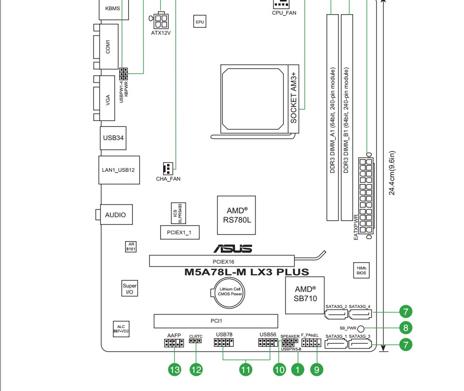 Asus m5a78l le схема подключения