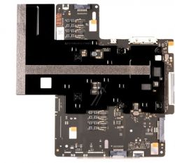 Płyta główna z elementami elektronicznymi, w tym układami scalonymi i złączami, na białym tle.