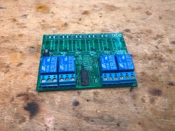 Relay board based on MCP23017 on a wooden surface