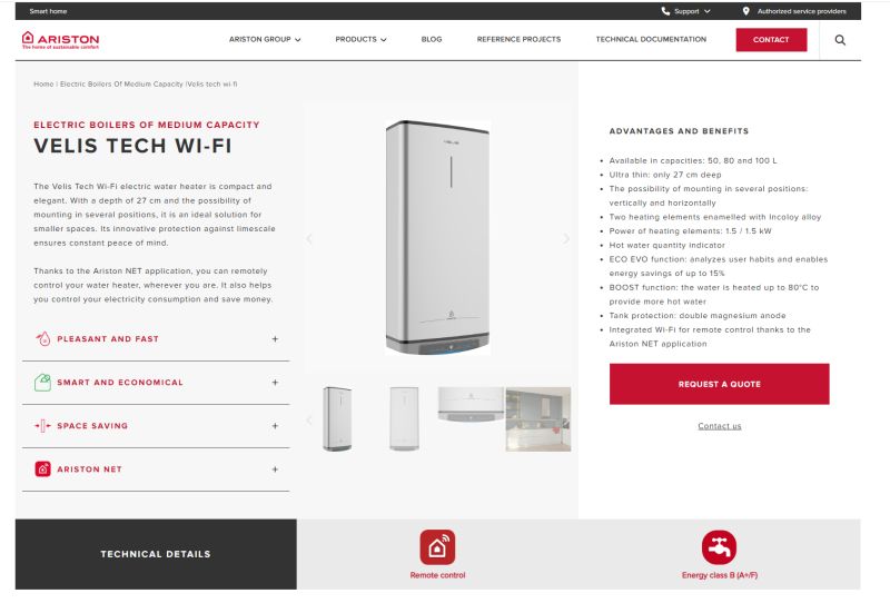 Interior and reverse engineering of the Ariston Velis 80 Wi-Fi electric water heater on ESP32 (part1