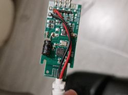 Printed circuit board with wires and a 10μF 50V electrolytic capacitor
