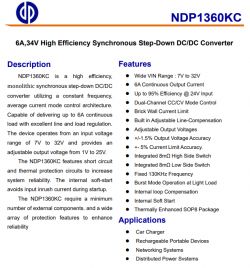 Specifications of NDP1360KC Converter Technical specifications of the NDP1360KC converter