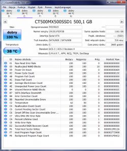 Ocena stanu dysku Crucial CT500MX 500GB na podstawie zdjęć SMART