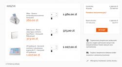 Koszyk zakupowy online z produktami Honeywell, w tym głowicą termostatyczną.