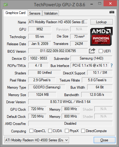 Ati mobility 2025 radeon hd 545v