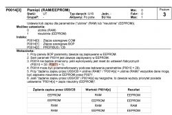 Fragment instrukcji dotyczącej zapisu parametrów do RAM lub EEPROM.