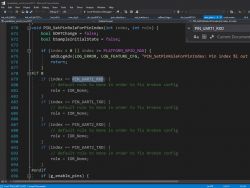 Screenshot of code in Microsoft Visual Studio related to UART port settings.