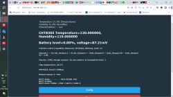 Screenshot of a web dashboard showing 23.7°C and 41%, but CHT8305 reads 120.00 and 119%, battery 0%