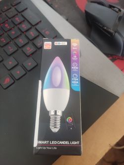 RGB LED lamp box placed on a keyboard.