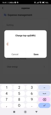 Expense Management Screen - Energy Top-Up Expense management app screen with energy top-up option.