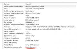 Zrzut ekranu z informacjami systemowymi Windows 11 z podkreślonym statusem Stan bezpiecznego rozruchu: Nieobsługiwane.