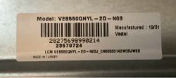 Label on the interior part of a TV with panel code and manufacturing information.