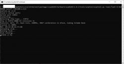 Windows Console Running esptool Windows console with esptool program running for ESP32.