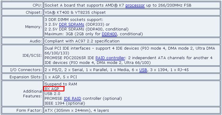 ECS L7VTA KT400 - Jaki slot AGP? Kompatybilność z kartą AGP x8?