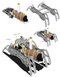 Zdalnie sterowany pająk parowy