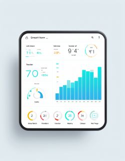 Smart Home Interface with Charts Smart home interface display with charts and graphics.