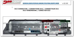 ECU connector with marked pins for power, ground, CAN, and GPT signals by DIMSPORT.