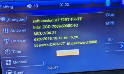 Device display showing software version and update date information.