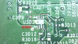 Identyfikacja elementu SMD: U3D3, 8-pin na płycie Xbox One Fat