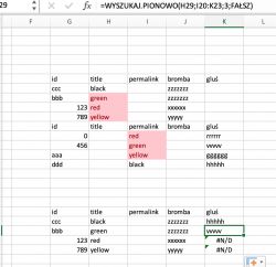 Excel integracja danych z par wierszy na podstawie duplikatów danych w różnych kolumnach