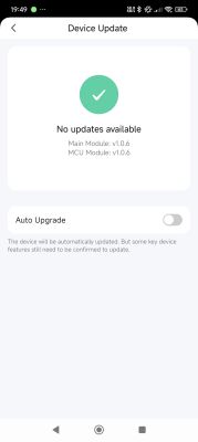 Device Update Screen Device update screen showing no updates available.