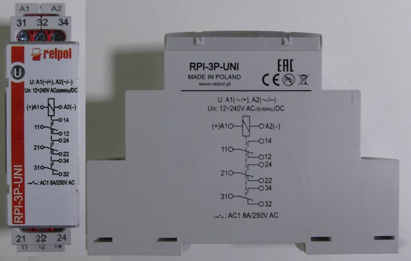 Przekaźniki elektromagnetyczne instalacyjne Relpol seria RPI wersja UNI część II
