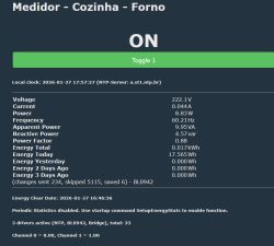 Monitor screen showing energy consumption data for a kitchen oven