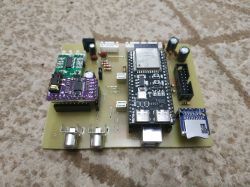 View of a custom-built radio on a PCB.