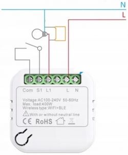 Connection diagram of the Forta PBN-W WiFi module with technical description.