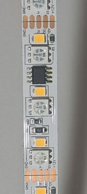 WS2811 LED Strip with Controller Chip WS2811 LED strip with a SOIC chip and 3 RGB LEDs.