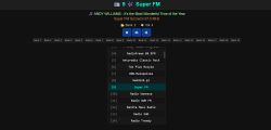 Minimalist web radio player interface with Super FM station selected