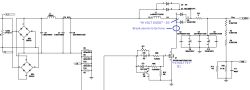 Circuit schematic with break near D3 and Q1 components Electronic schematic with marked circuit break near diode D3 and transistor Q1